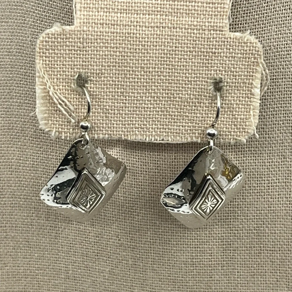 Handmade Vintage Sterling Silver Earrings | 90s Artisan Design - Picture 6 of 16